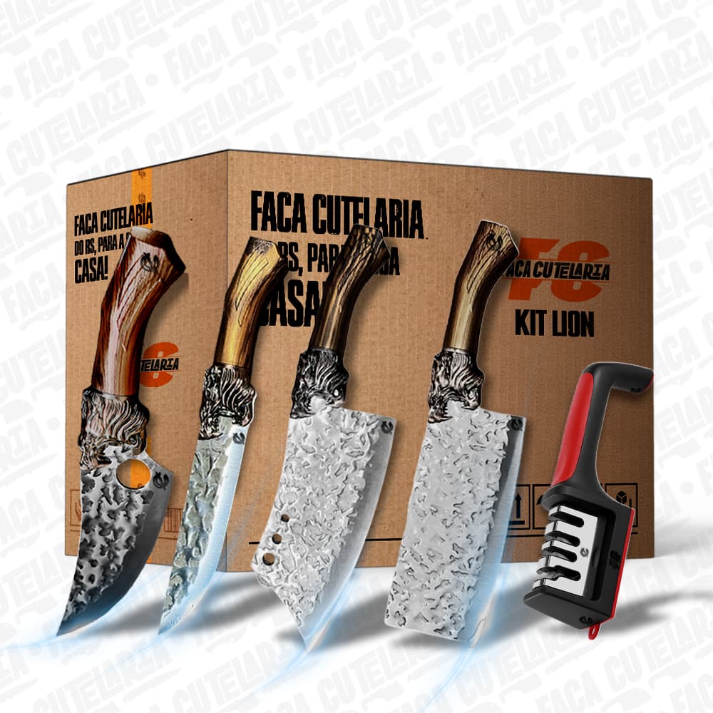 Kit Lion Artesanal – Cutelaria Forjada Á Mão + Garantia